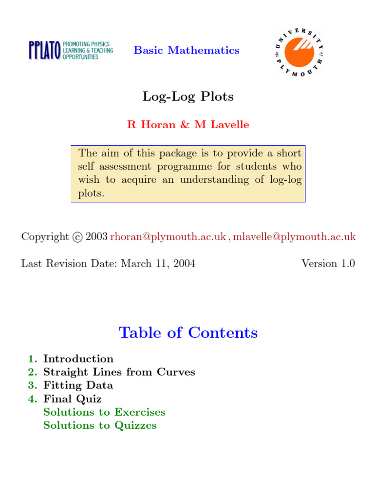 Log-Log Plots | PDF | Logarithm | Mathematical Analysis