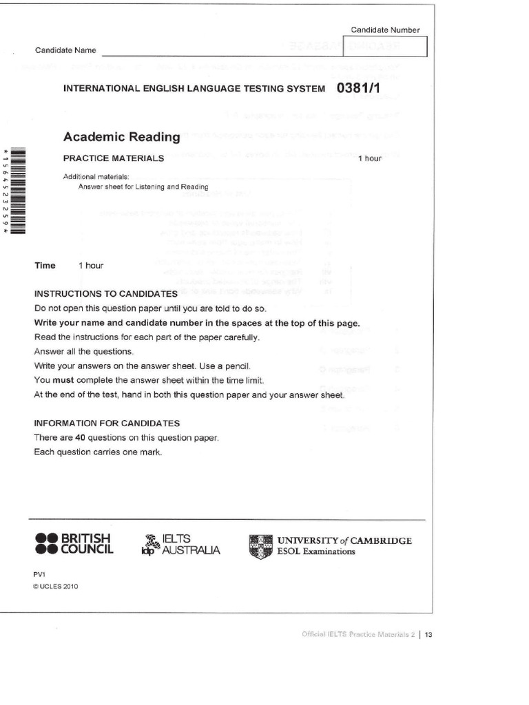 Official Ielts Practice Materials 2 Reading Test - Compressed 1 | PDF
