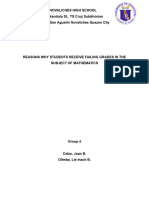 Chapter 1 Reasons Why Students Receive Failing Grades in The Subject of Mathematics