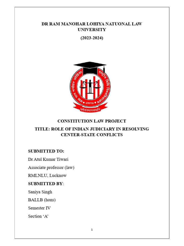 Indian Judiciary's Role in Center-State Conflicts | PDF | Government Of ...