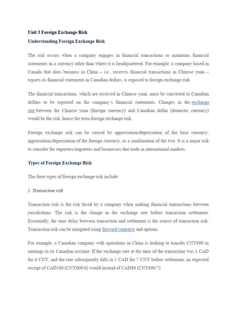 Managing Foreign Exchange Risk | PDF | Exchange Rate | Hedge (Finance)