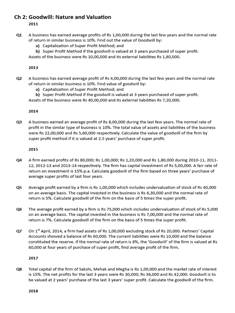 Goodwill Valuation Methods Explained | PDF | Goodwill (Accounting ...
