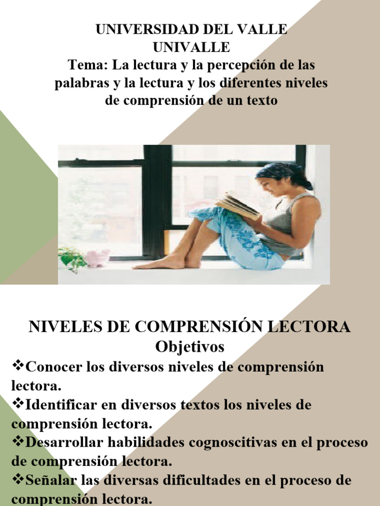 Niveles de lectura , UNIVALLE | PDF | Comprensión lectora | Hipótesis
