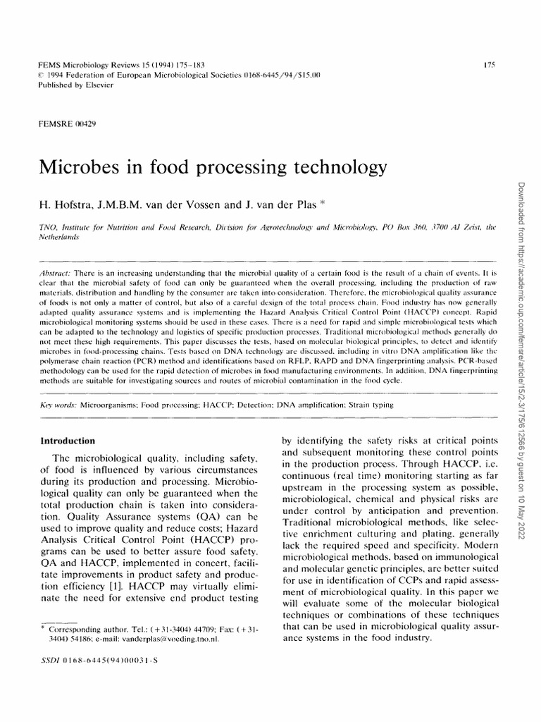 Microbes in food processing technology PDF Polymerase Chain