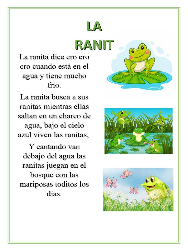 La ranita y sus aventuras en el agua | PDF