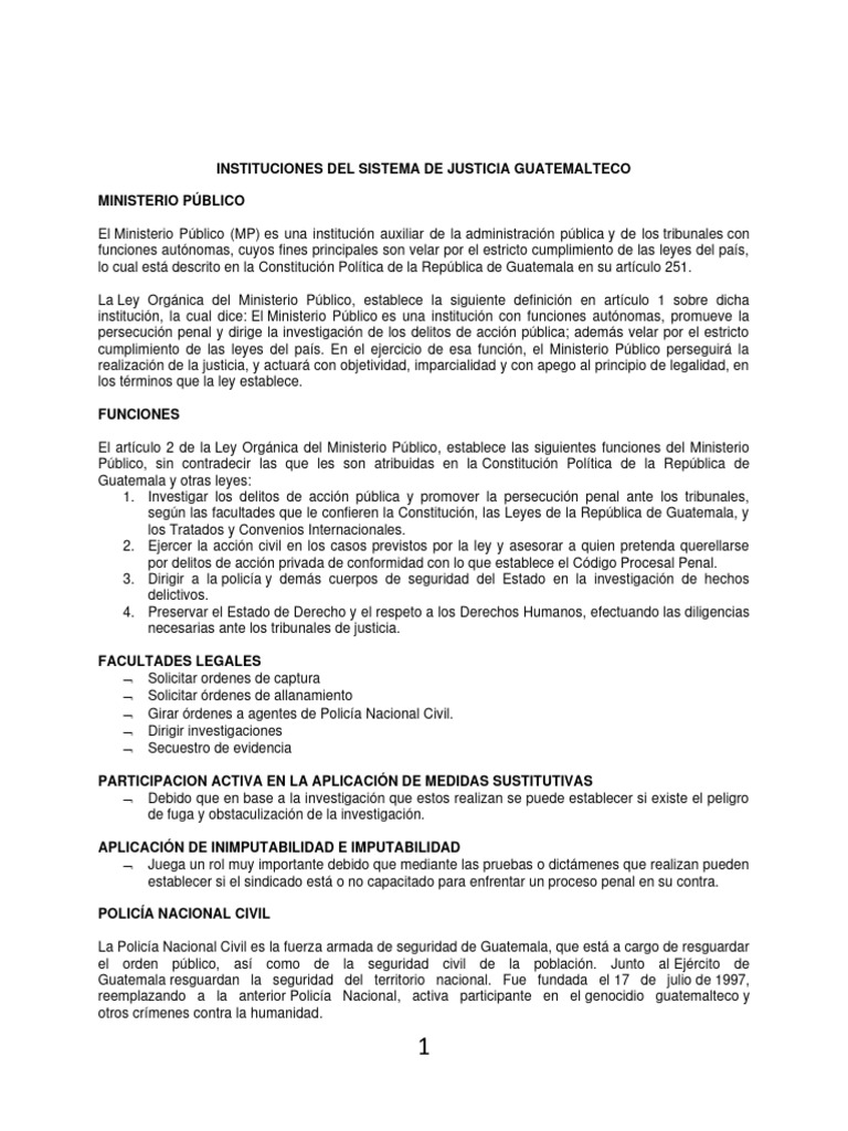 Instituciones del Sistema de Justicia en Guatemala | PDF | Justicia ...