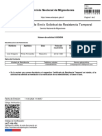 Comprobante de Envío Solicitud de Residencia Temporal: Servicio Nacional de Migraciones