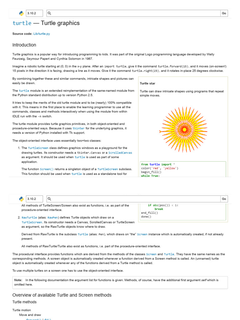 Turtle Documentation Python 3 Turtle Documentation Python 3