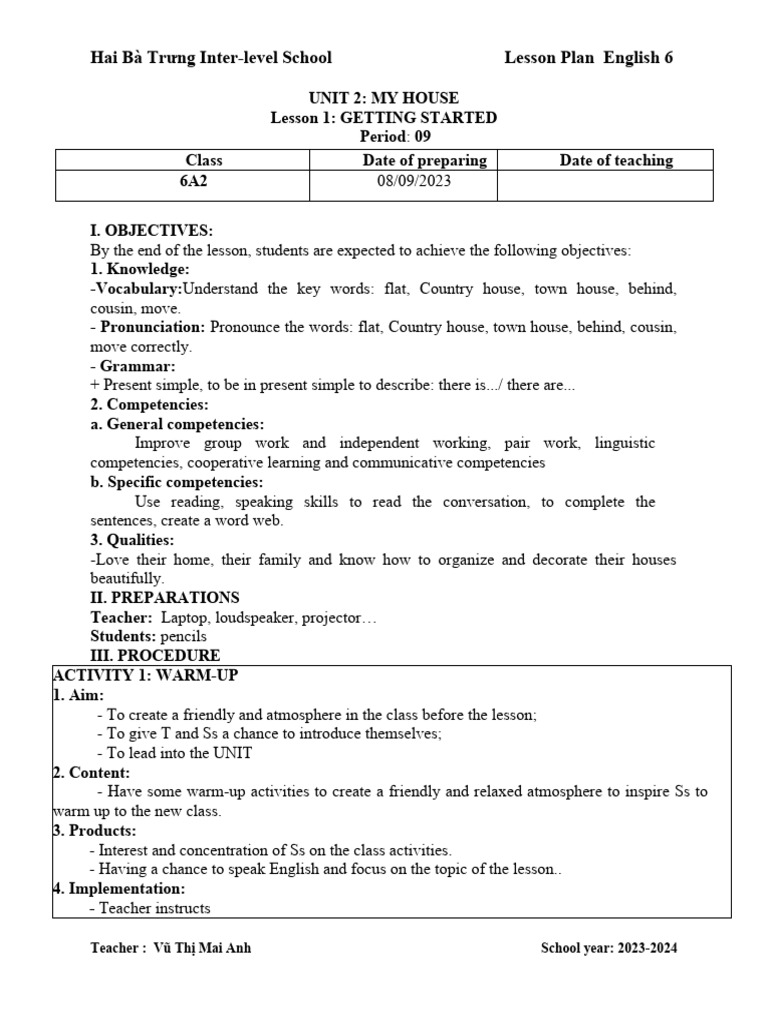 Unit 2 | PDF | Lesson Plan | Vocabulary