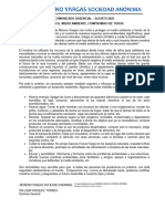 Comunicado Agosto de 2023 - CUIDAR EL MEDIO AMBIENTE