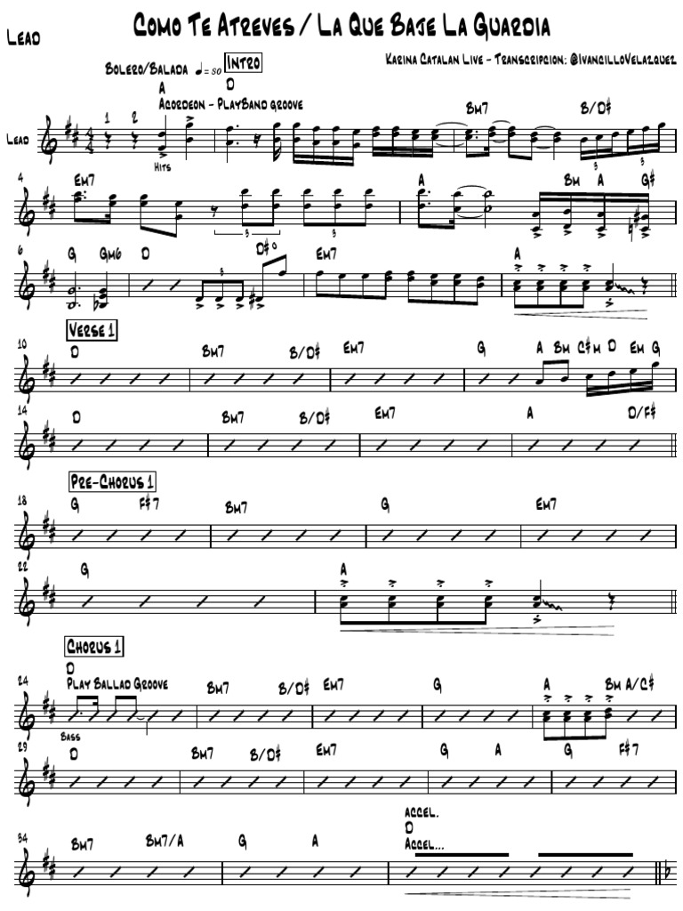 como-te-atreves-la-que-baje-lead-sheet-download-free-pdf-musical