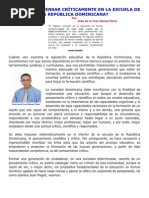 Se Enseña A Pensar Críticamente en La Escuela Dominicana