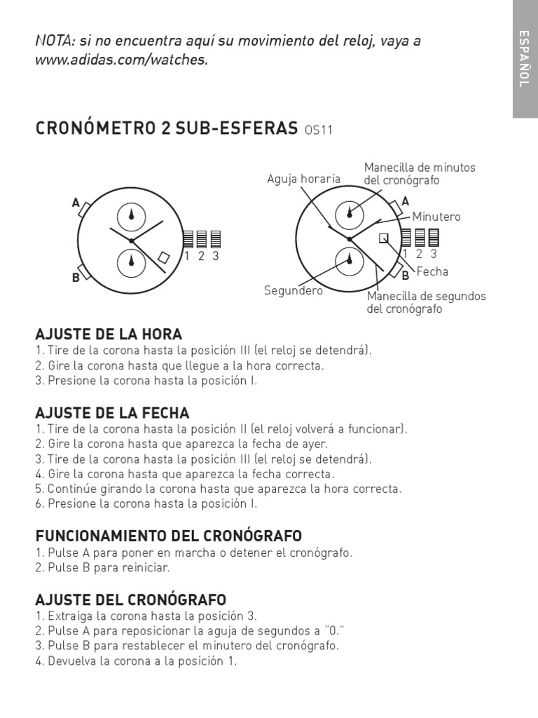 Instrucciones Reloj Adidas | PDF | Reloj | Horología