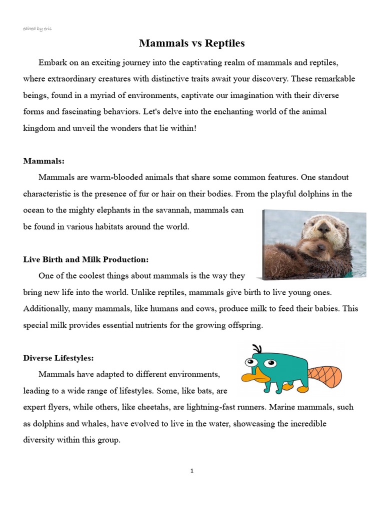 Mammals vs Reptiles | PDF | Reptile | Mammals