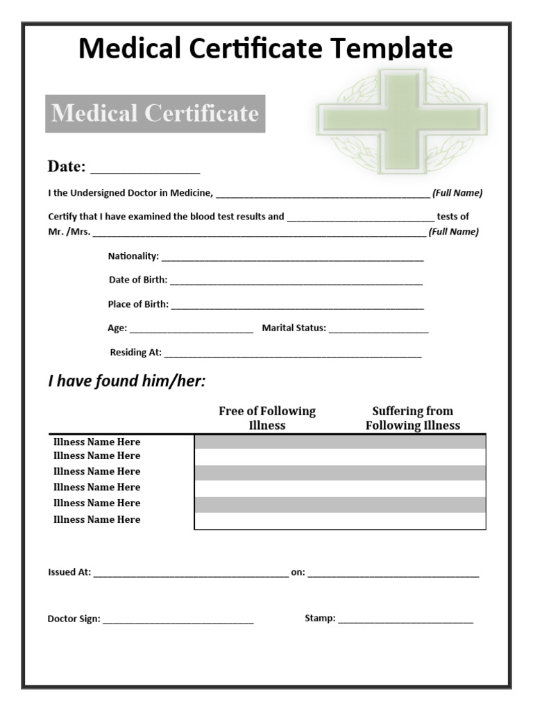 Medical Certificate Template 7 PDF