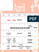 Peach Daisy Planner 2024 April Monthly Calendar