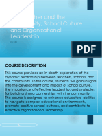 The Teacher and The Community, School Culture and Organizational Leadership