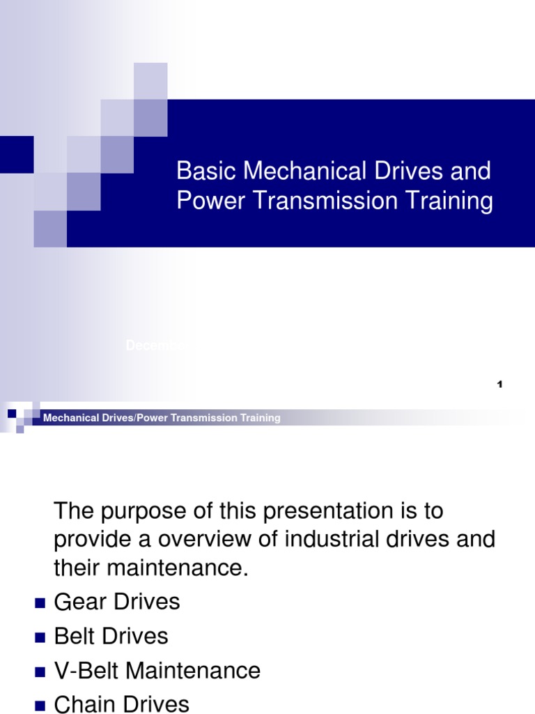 Mechanical Drives and Power Transmission Training | PDF | Gear | Belt ...