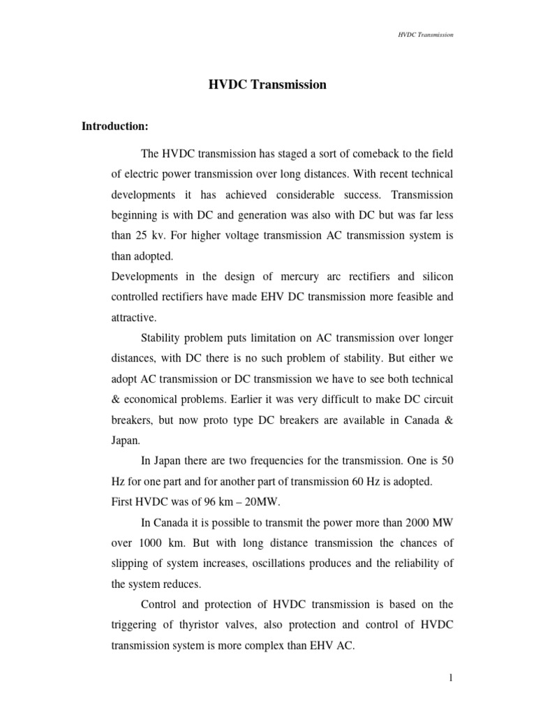 HVDC Transmission Overview and Benefits | PDF | High Voltage Direct ...