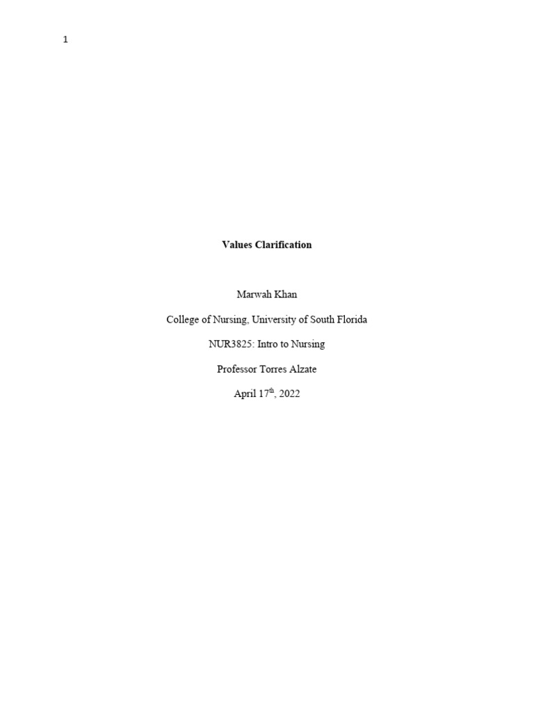 Values clarification paper pdf nursing autonomy
