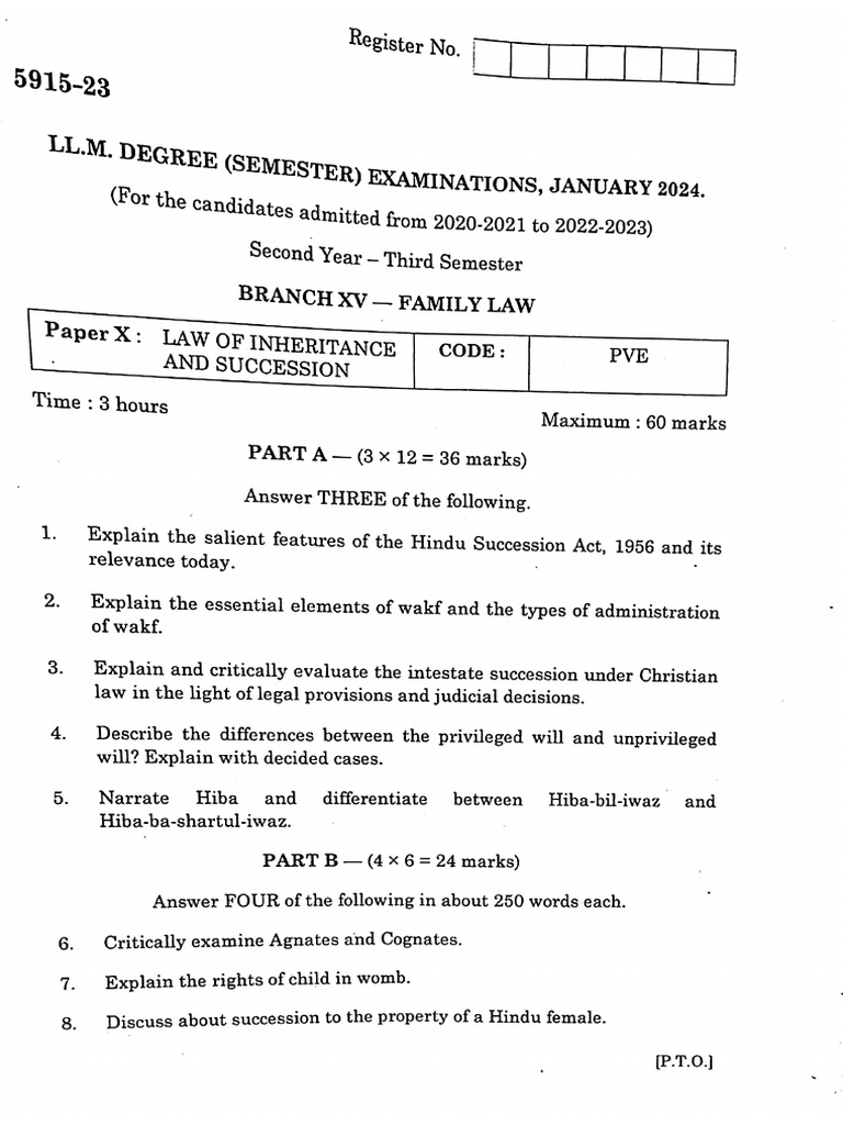 Pve Law of Inheritance and Succession | PDF