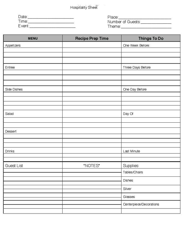 Hospitality Sheet | PDF | Cooking, Food & Wine