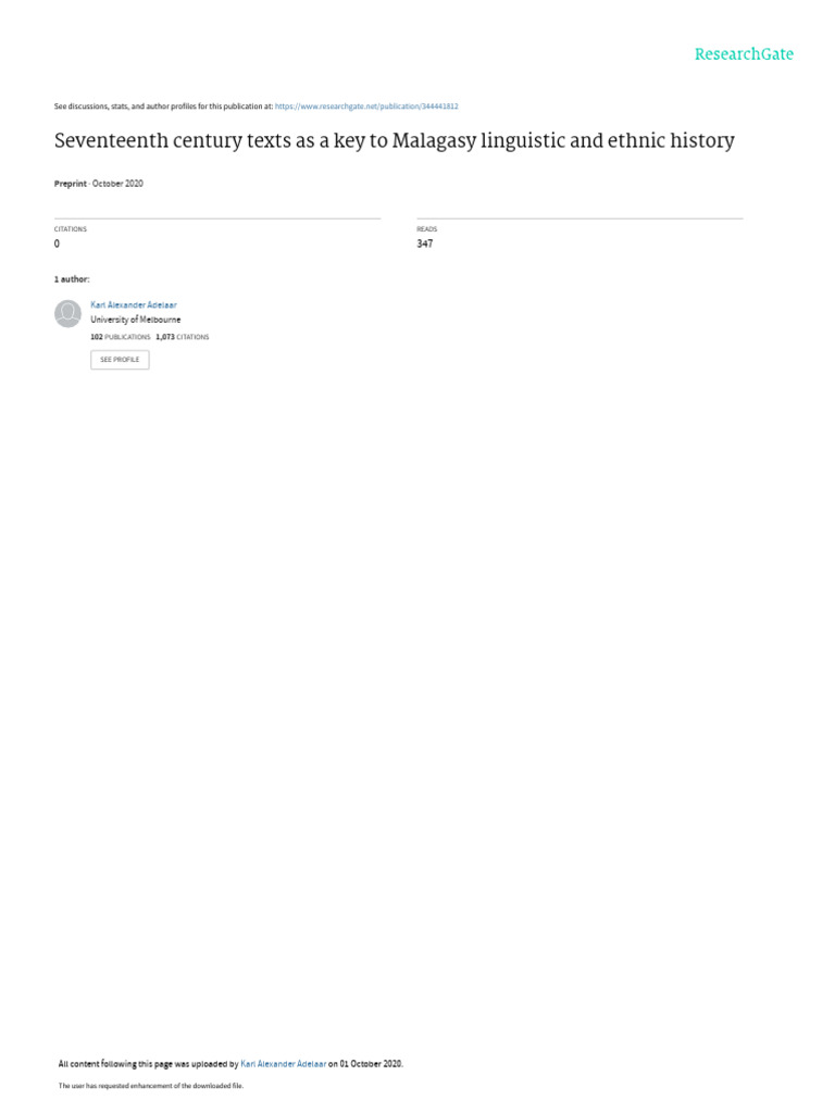 Malagasy Linguistic History via Sorabe Texts | PDF | Arabic | Linguistics