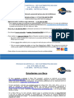 Proceso de Matr Ícula - 3er Cuatrimestre 2023-2024 8 Al 10 de Abril de 2024 11 de Abril - Matrícula Tardía