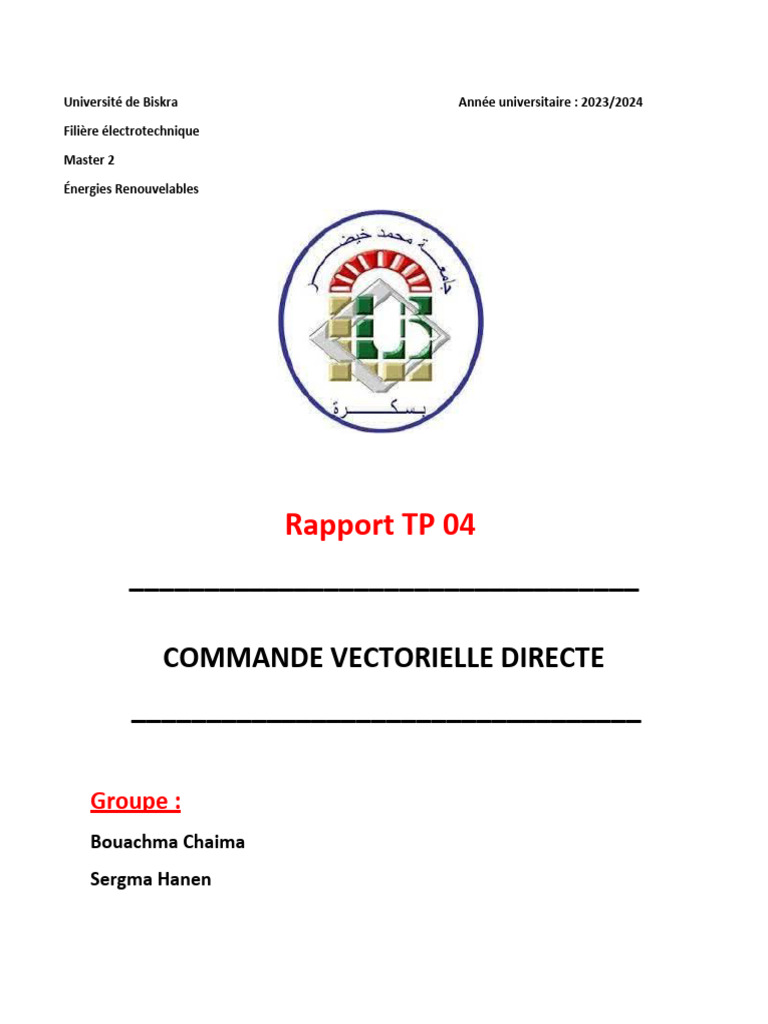 Commande Vectorielle Directe en Électrotechnique | PDF | Sciences et ...