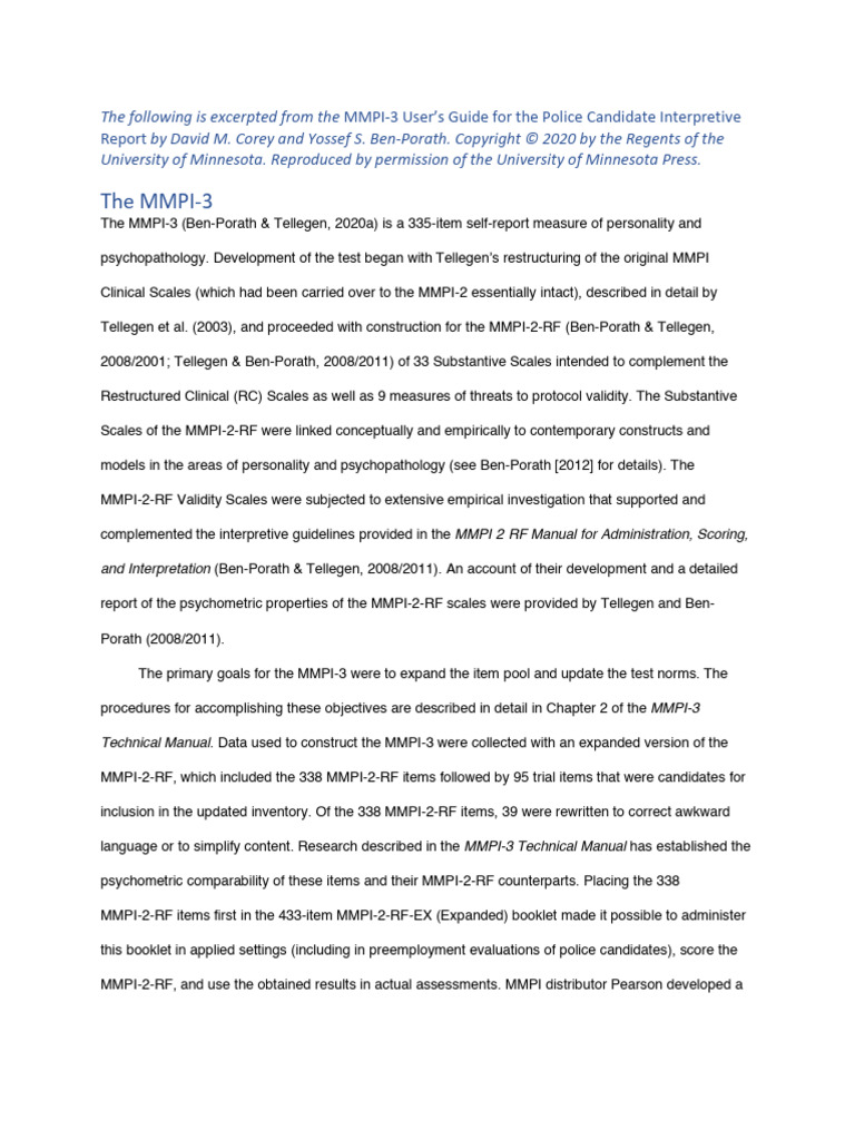 Breve Descricao MMPI-3 | PDF | Psychology | Behavioural Sciences