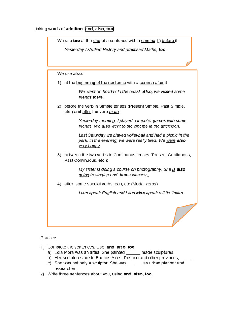 Linking Words for Young Learners | PDF | Language Arts & Discipline