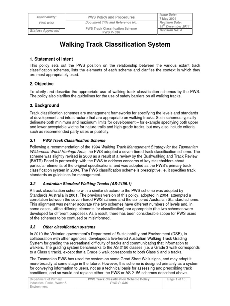 PWS Track Classification Policy Overview | PDF | Risk | Risk Management