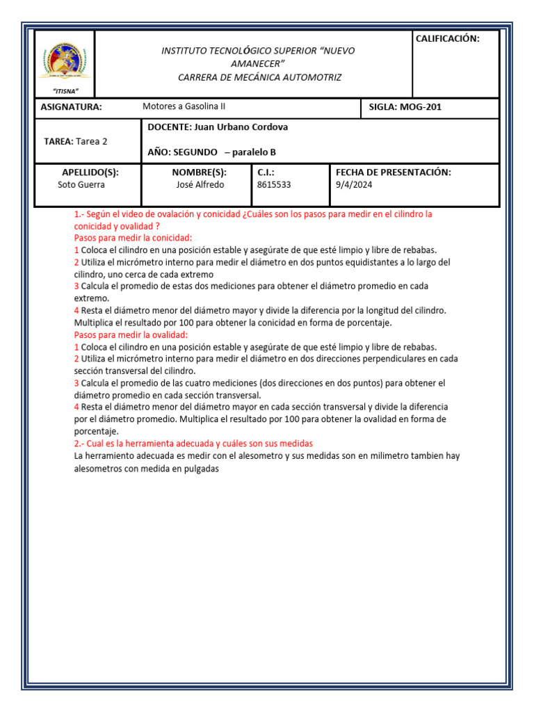 Medición de Conicidad y Ovalidad en Cilindros | PDF