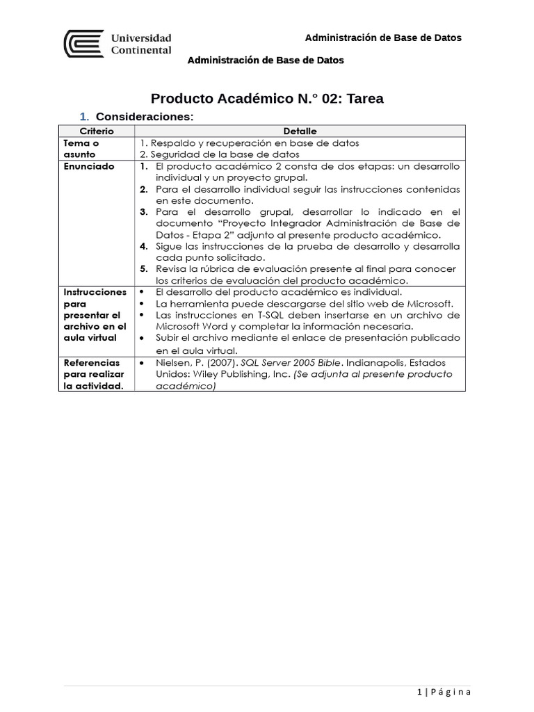 PA2 Administraci N de Base de Datos | PDF | Servidor SQL de Microsoft ...