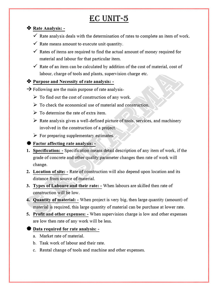 Estimation Unit-5 | PDF | Concrete | Density
