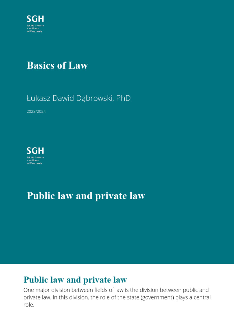 Basics of Law - Public&Private Law, Branches of Law | PDF | Separation ...