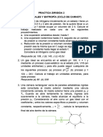 Practica Dirigida 2 Gases Ideales Y Entropía (Ciclo de Carnot) 1. Una Cantidad de Nitrógeno Inicialmente en Un Estado I Tiene Un