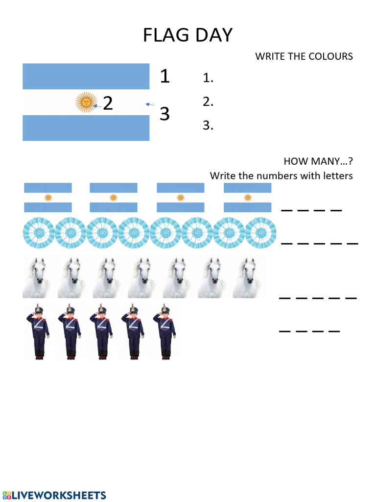 Dia de La Bandera Escribir Numeros | PDF