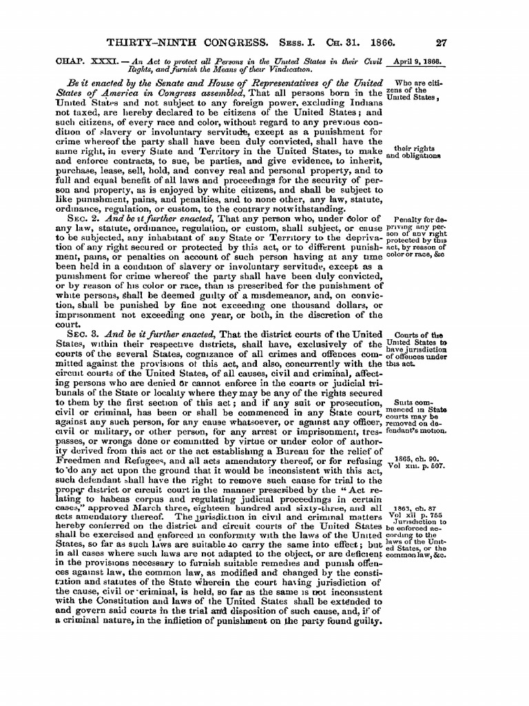 Civil Rights Act of 1866, 