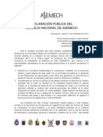 Declaración Pública Consejo Nacional Asemech 10.11