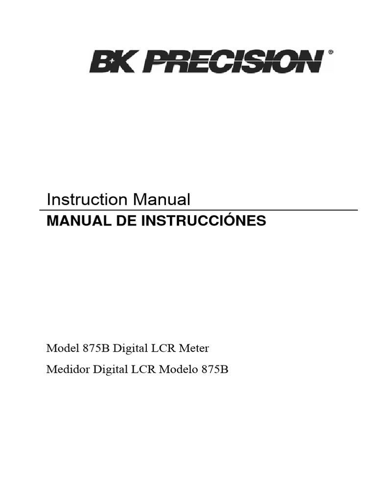 BK Precision 875B Manual PDF Capacitor Series And Parallel Circuits