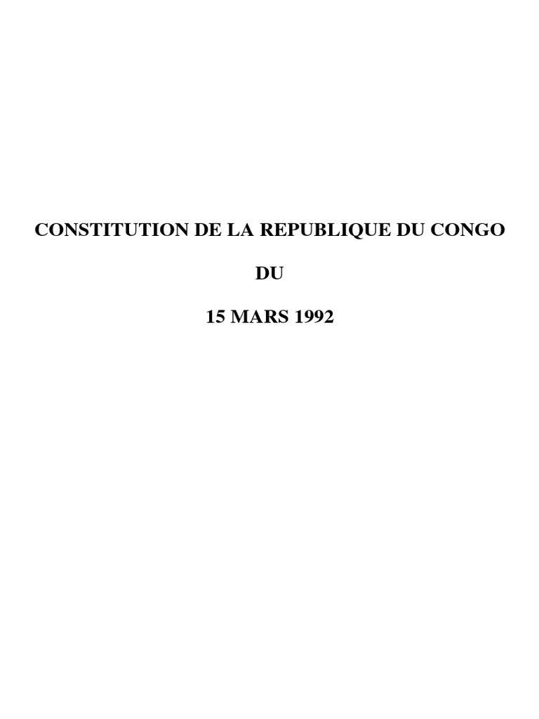 Constitution de la République du Congo 1992 | PDF | Sénat des États ...