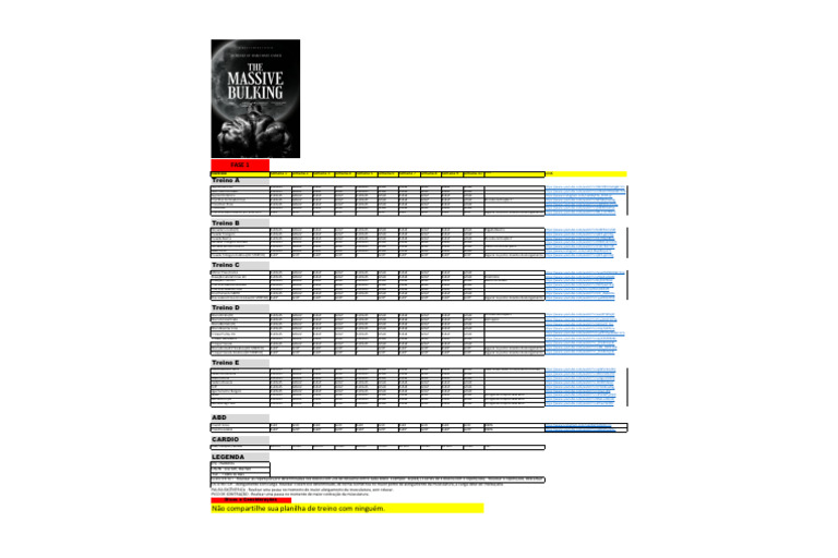 Treino Bulking: Fase 1 e Cardio | PDF