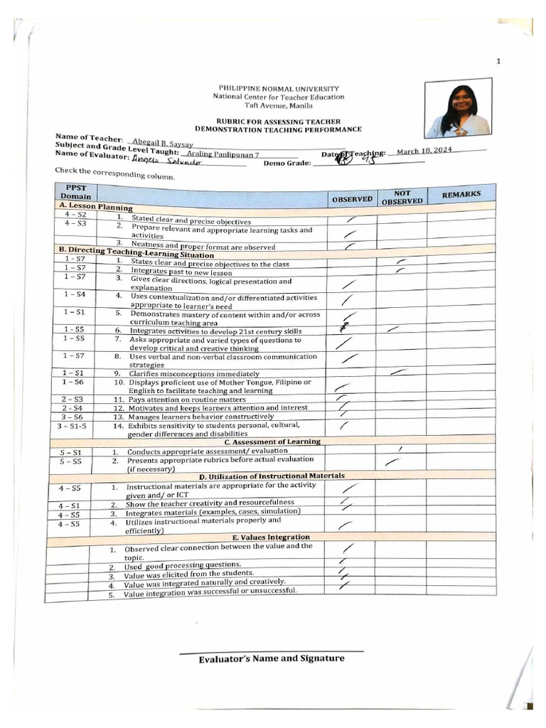 Evaluator 2 Rubrics Pdf