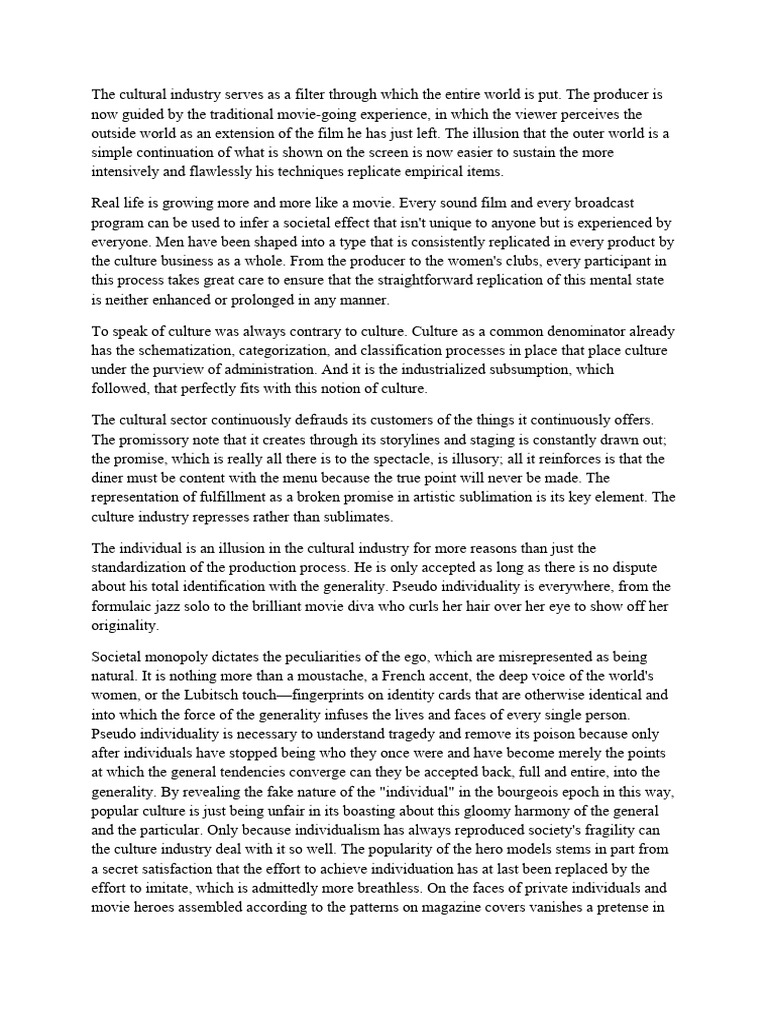 The culture industry 2 pdf behavioural sciences cognitive science