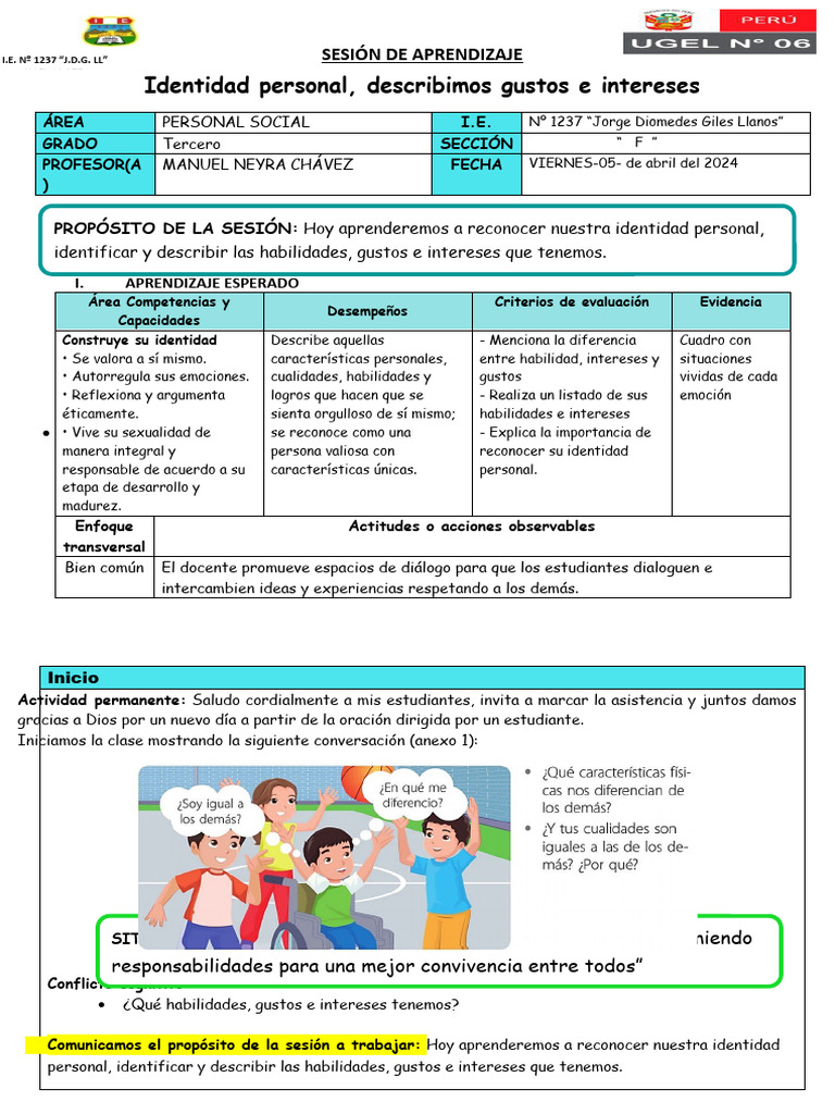 Identidad Personal: Gustos e Intereses | PDF | Evaluación | Aprendizaje