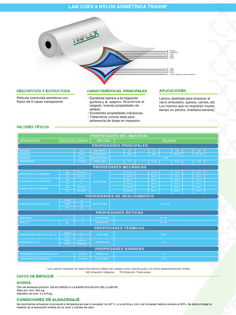 Propiedades de Material Coex Tinflex | PDF | Ciencia de los Materiales ...