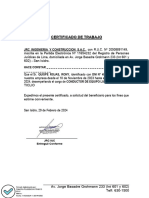 Certificado DE Trabajo: JRC Ingenieria Y Construccion S.A.C