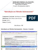 "Introdução Aos Métodos Instrumentais": Universidade Federal Da Paraíba