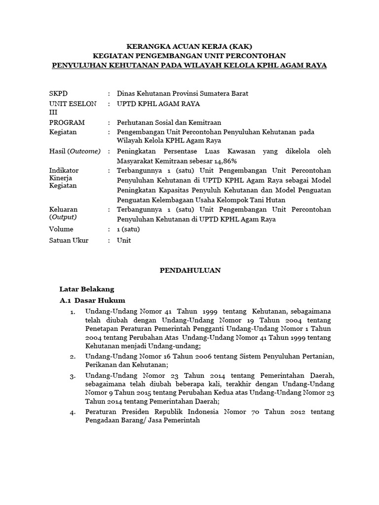 Pengembangan UPPK di KPHL Agam Raya | PDF